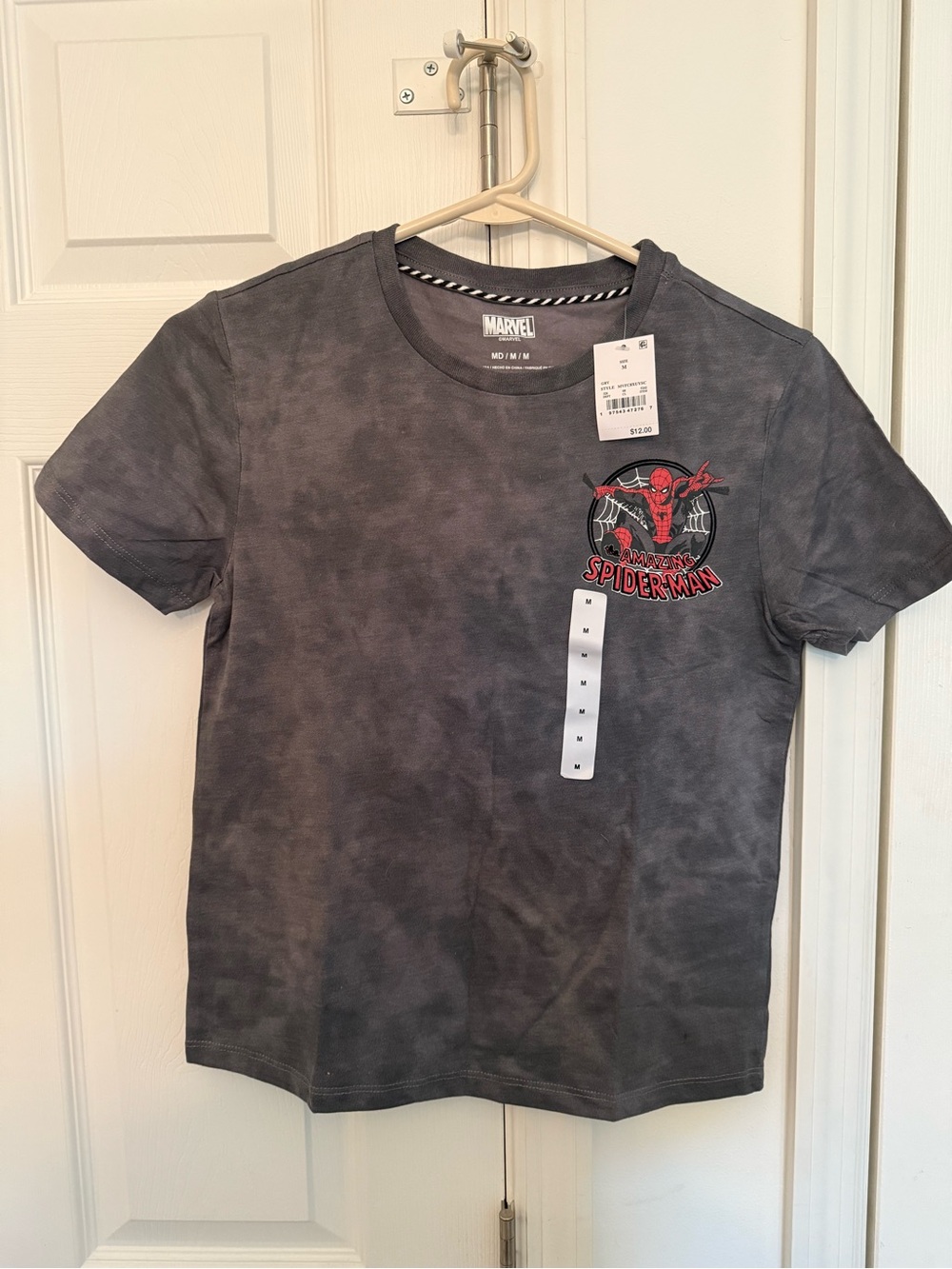 Marvel Kids Gray Tie-Dye Spider-Man Chest Graphic Tee